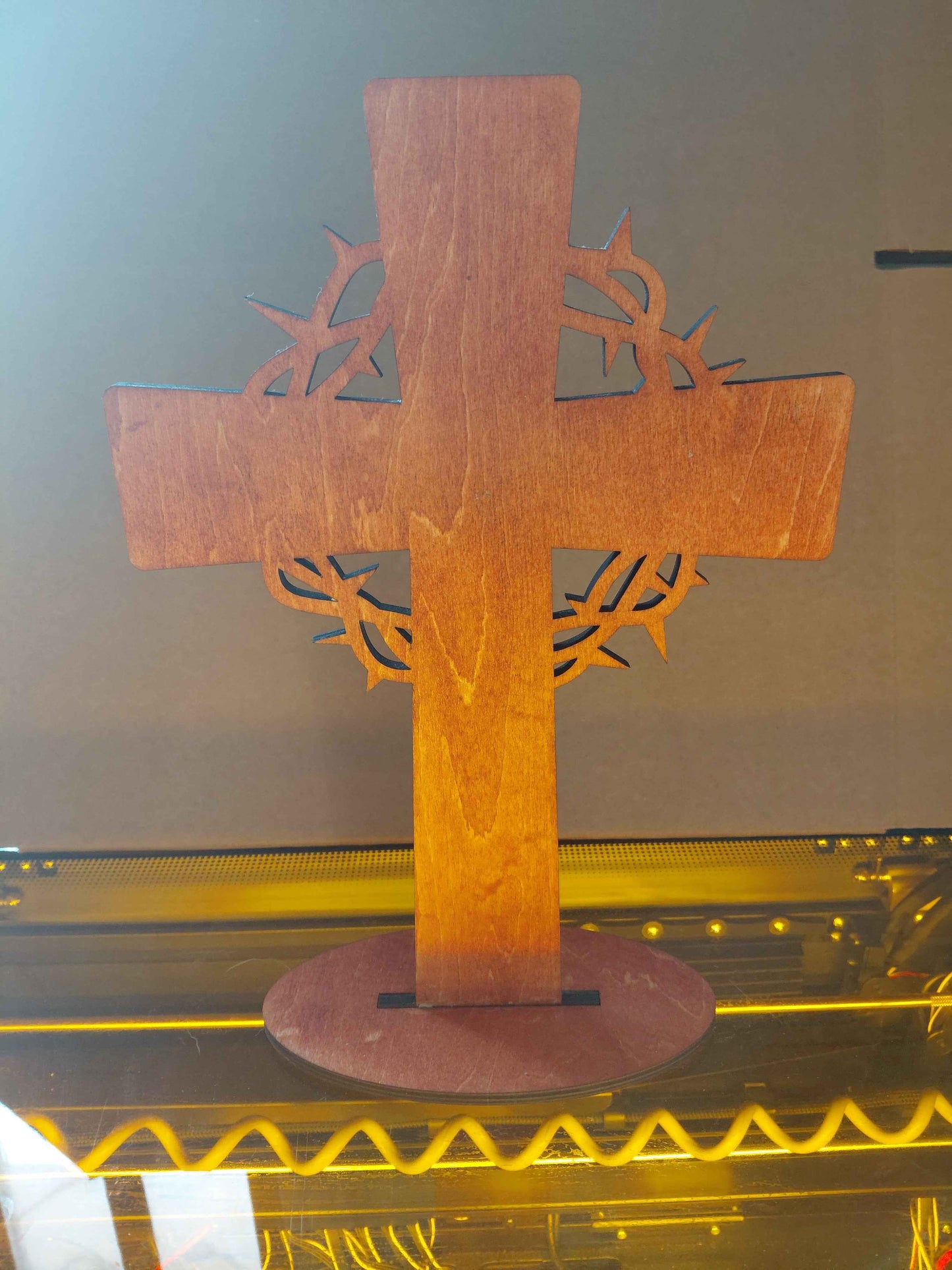 Standing Laser-Cut Standing Cross with Nails