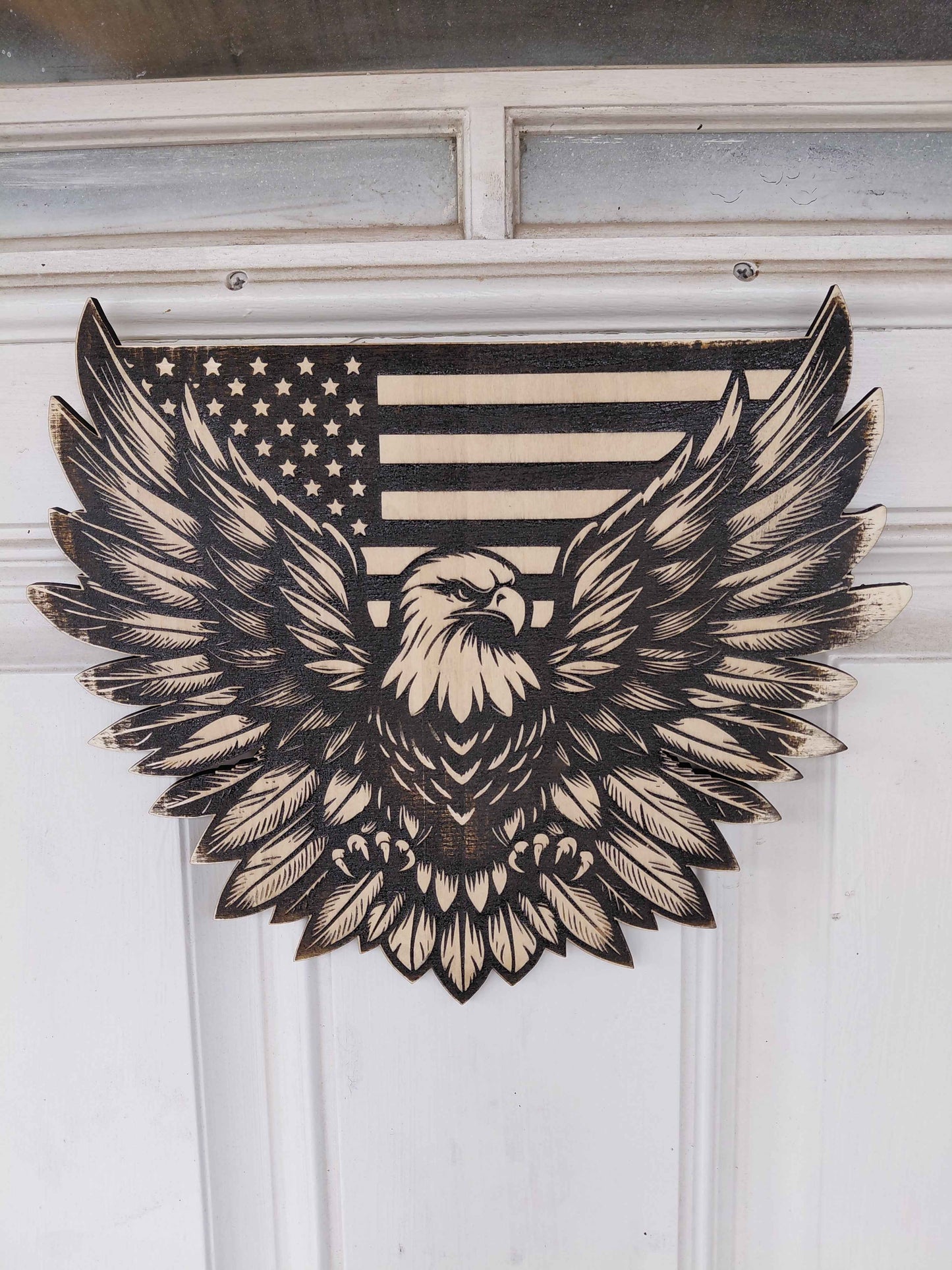 Eagle and Flag, 12 x 9, with Black Power Coating