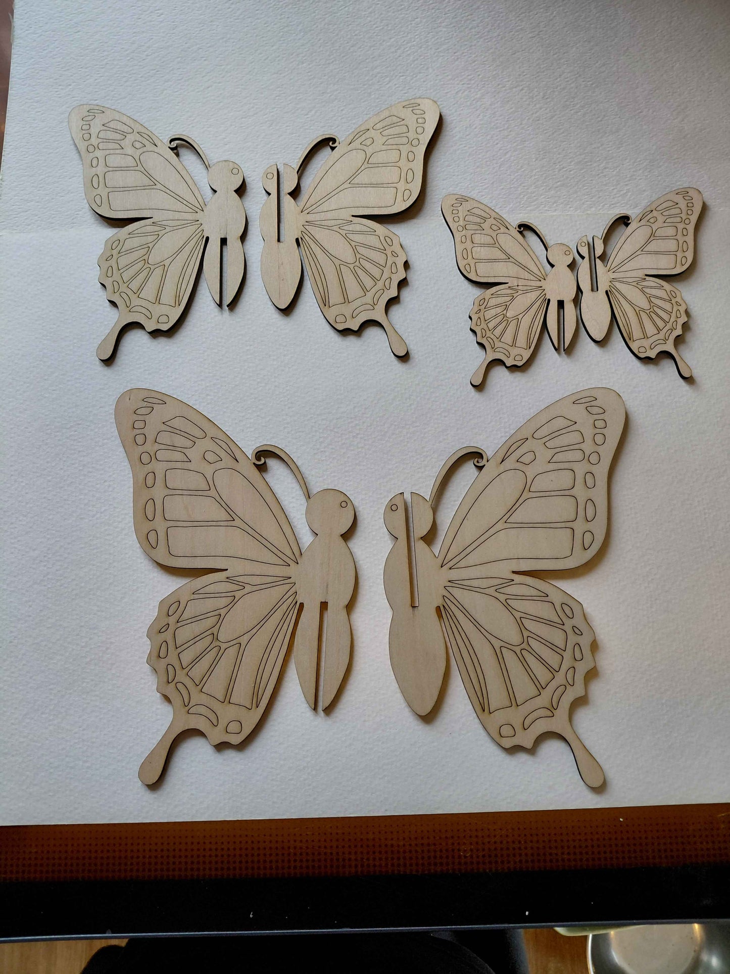 3 piece Unfinished Laser Engraved Wood Butterflies for crafts- American Made