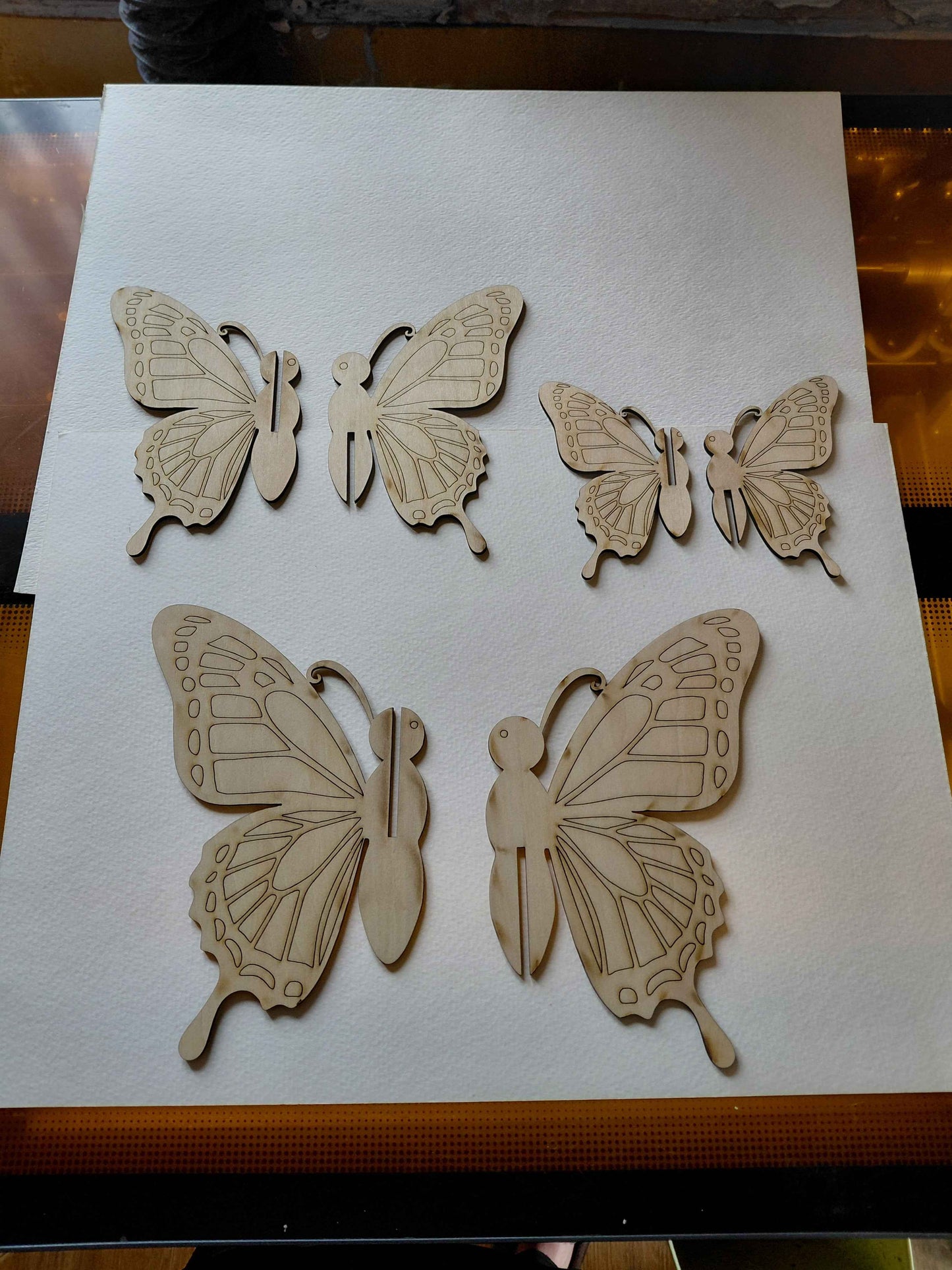 3 piece Unfinished Laser Engraved Wood Butterflies for crafts- American Made