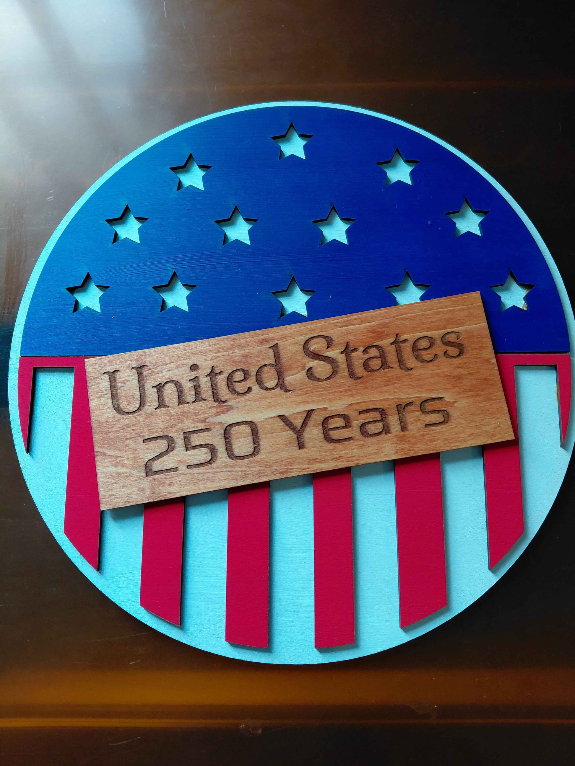 American Flag Door Hanger - Comes with three different worded signs
