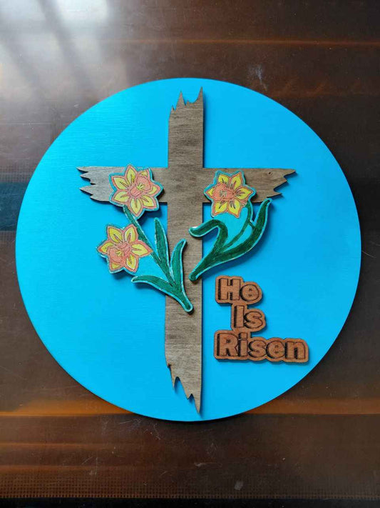 He is Risen Cross Door Hanger- Wall Decor