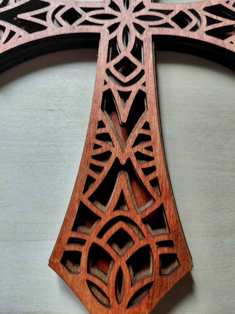 Wall Cross 4 Layer Laser Cut - All Wood - 11 1/2 Inches Tall