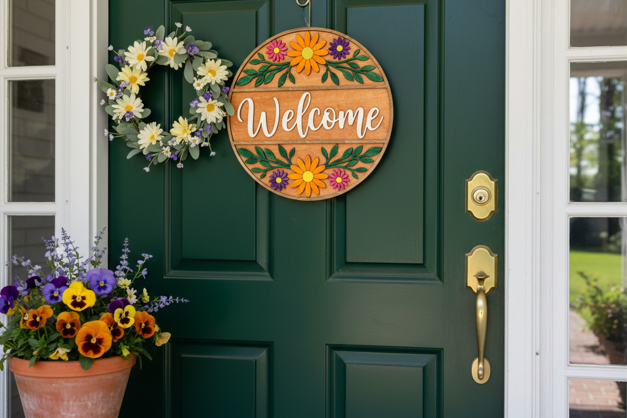 Floral Welcome Door Hanger