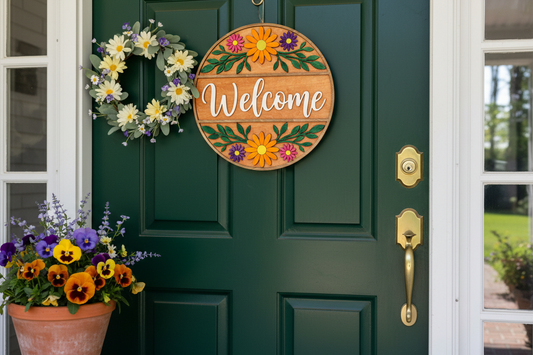 Floral Welcome Door Hanger