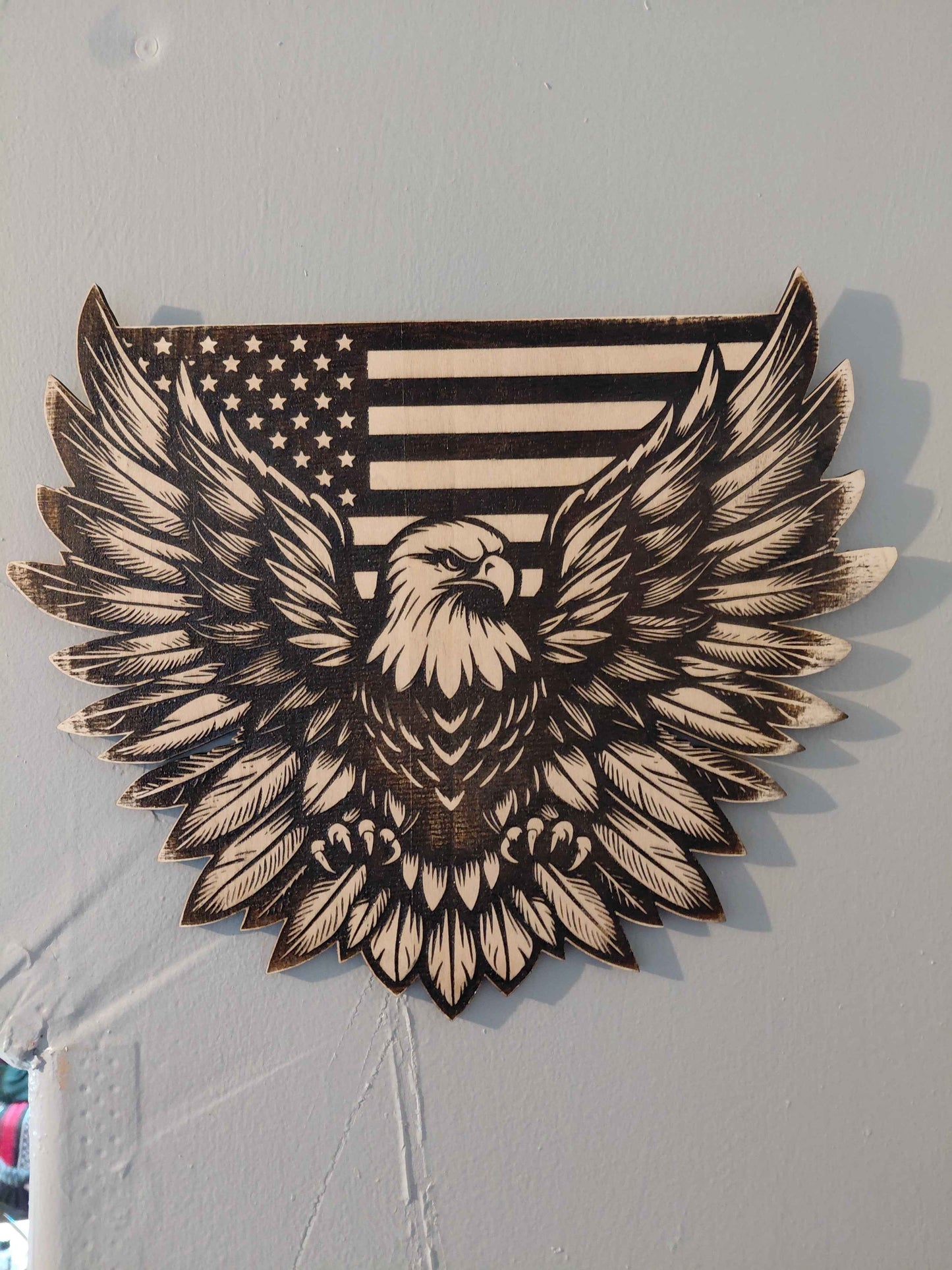 Eagle and Flag, 12 x 9, with Black Power Coating