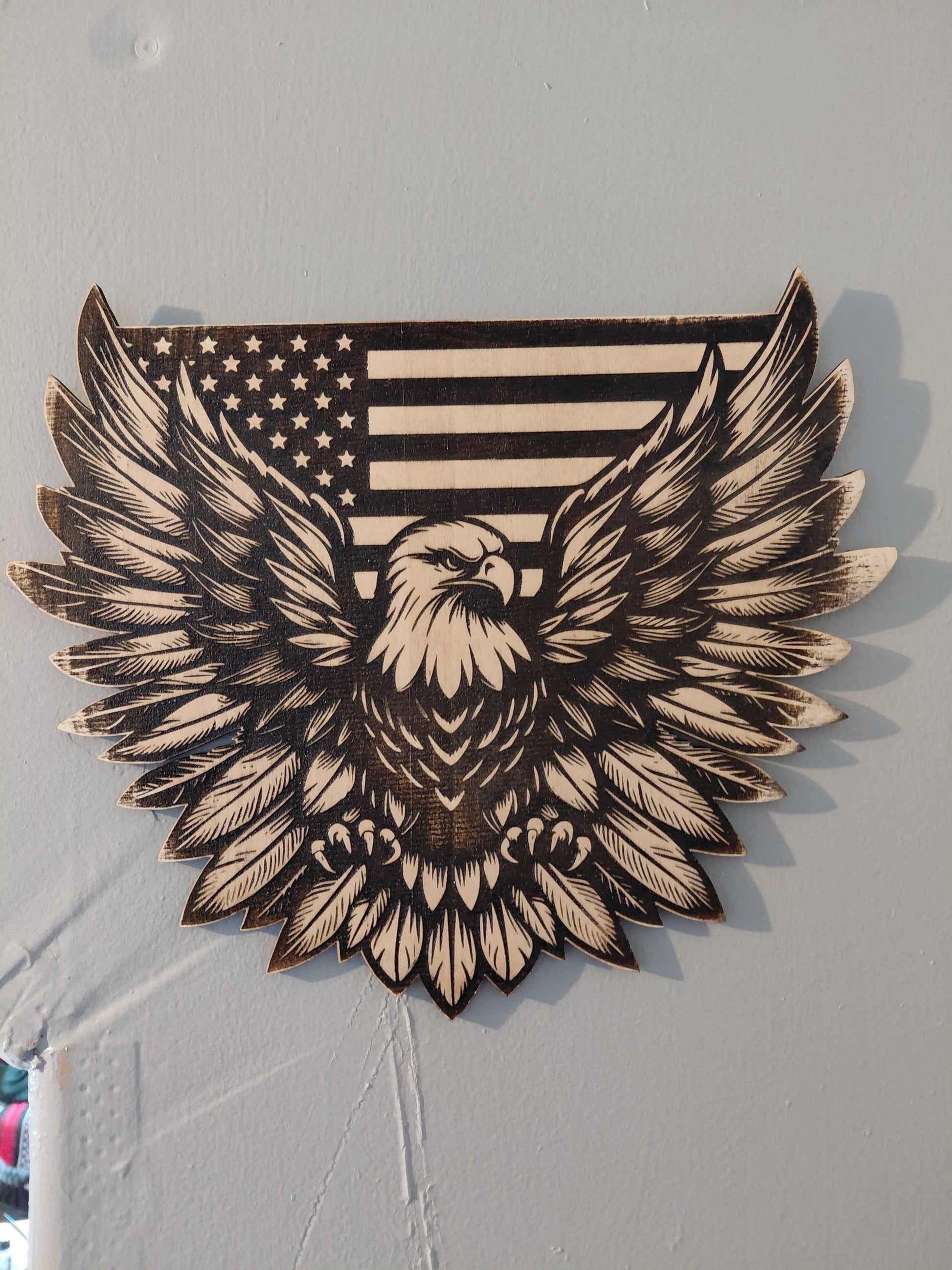 Eagle and Flag, 12 x 9, with Black Power Coating