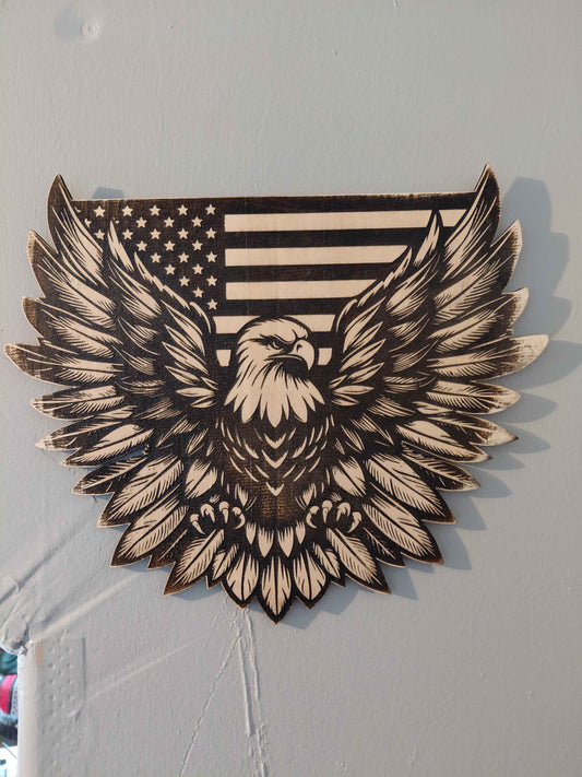 Eagle and Flag, 12 x 9, with Black Power Coating